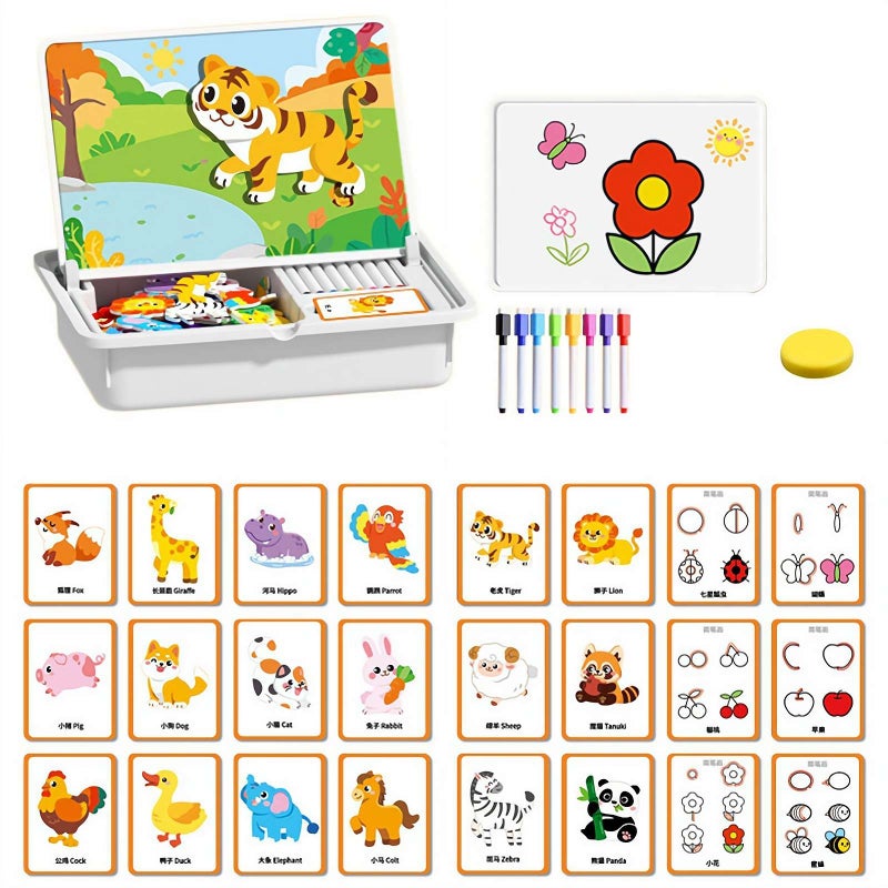 Magnetic Dress-Up Puzzle Book – Creative Magnetic Face & Outfit Game, New Upgrade Educational Travel Toy (Expression Changing Show) ﻿ (Yellow) - Image 1